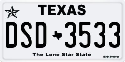 TX license plate DSD3533