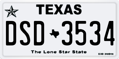 TX license plate DSD3534