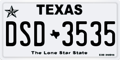 TX license plate DSD3535