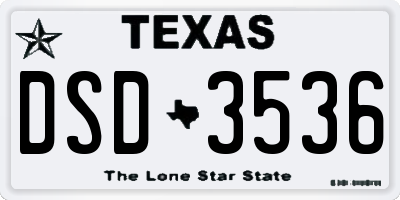 TX license plate DSD3536