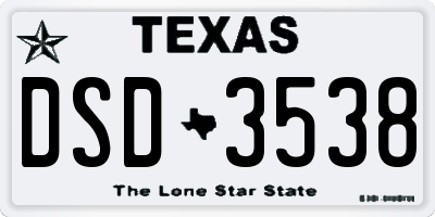 TX license plate DSD3538