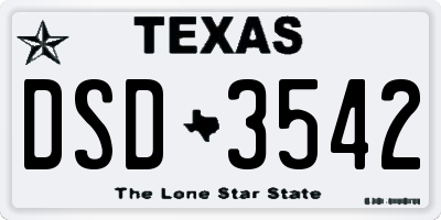 TX license plate DSD3542