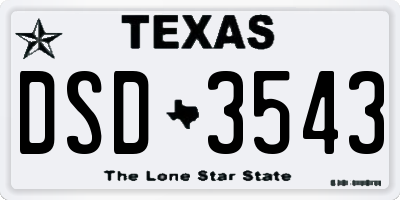 TX license plate DSD3543