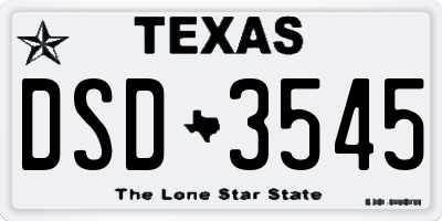 TX license plate DSD3545