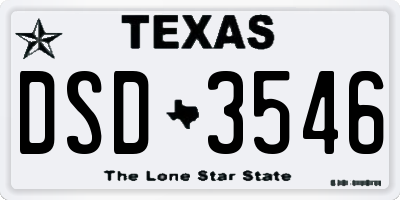 TX license plate DSD3546