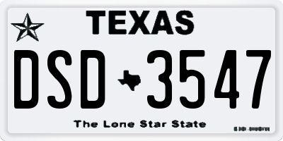 TX license plate DSD3547