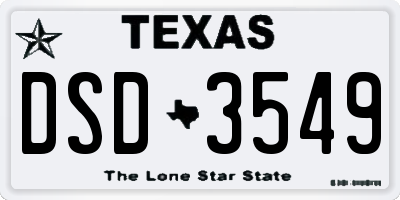 TX license plate DSD3549