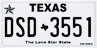 TX license plate DSD3551