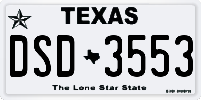 TX license plate DSD3553