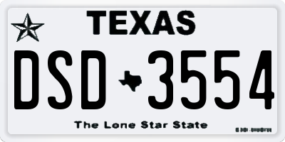 TX license plate DSD3554