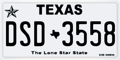 TX license plate DSD3558