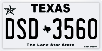 TX license plate DSD3560