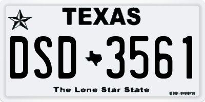 TX license plate DSD3561