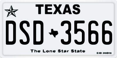 TX license plate DSD3566