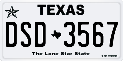 TX license plate DSD3567