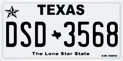 TX license plate DSD3568