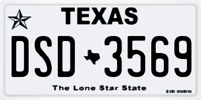 TX license plate DSD3569