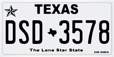 TX license plate DSD3578