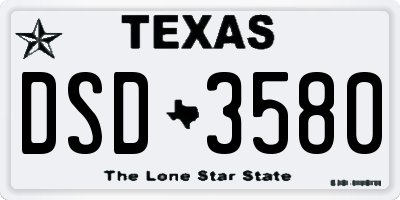 TX license plate DSD3580