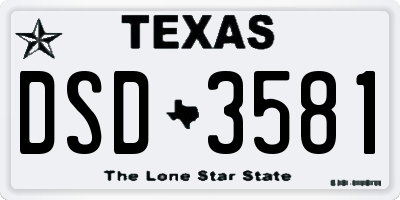 TX license plate DSD3581