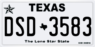 TX license plate DSD3583