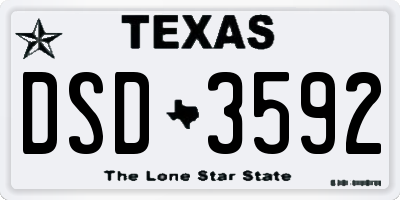 TX license plate DSD3592