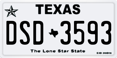 TX license plate DSD3593