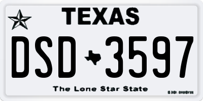 TX license plate DSD3597