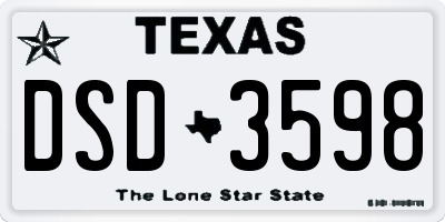 TX license plate DSD3598