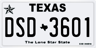 TX license plate DSD3601