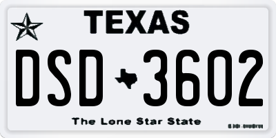 TX license plate DSD3602