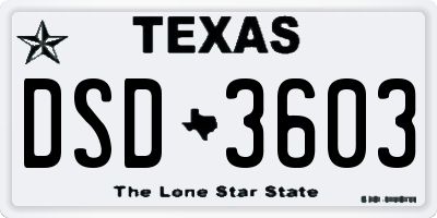 TX license plate DSD3603