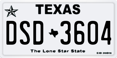 TX license plate DSD3604