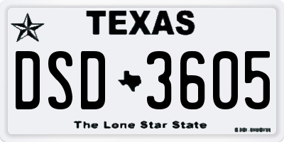 TX license plate DSD3605