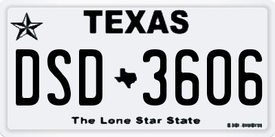 TX license plate DSD3606