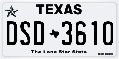 TX license plate DSD3610