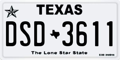 TX license plate DSD3611