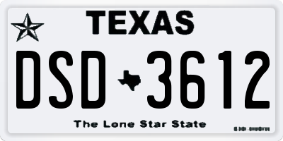 TX license plate DSD3612