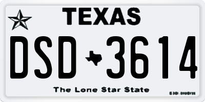 TX license plate DSD3614