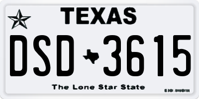 TX license plate DSD3615
