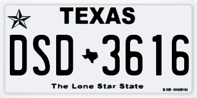 TX license plate DSD3616