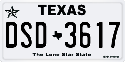 TX license plate DSD3617