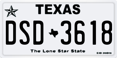 TX license plate DSD3618