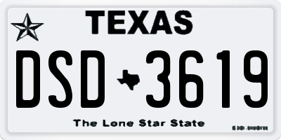 TX license plate DSD3619