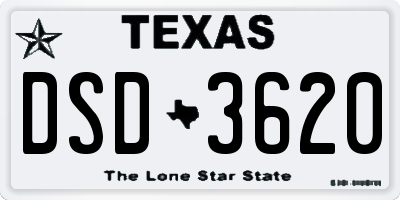 TX license plate DSD3620