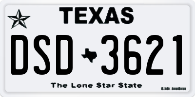 TX license plate DSD3621