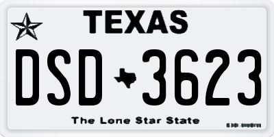 TX license plate DSD3623