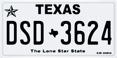 TX license plate DSD3624