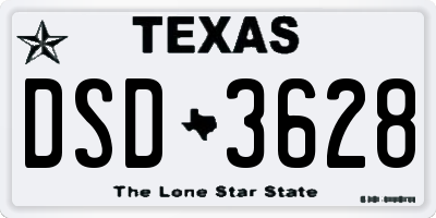 TX license plate DSD3628