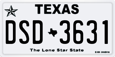 TX license plate DSD3631